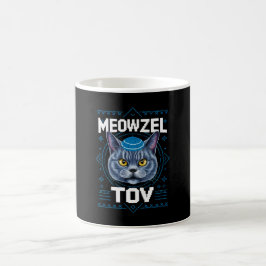 Meowzel Tov Hanukkah Jewish Cat Helgdag Kaffemugg