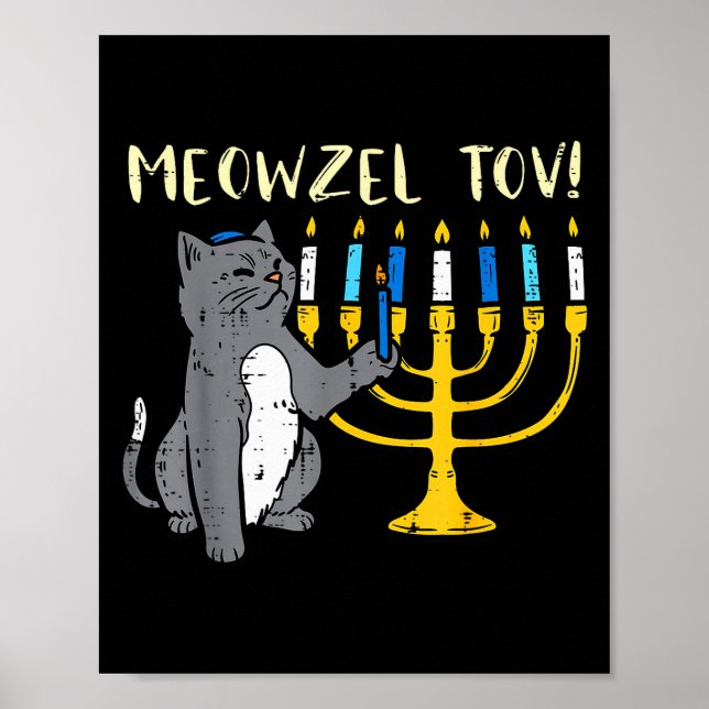 Meowzel Tov Jewish Cat Funny Hanukkah Chanukah Pjs Poster (Framsidan)