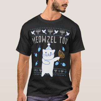 Meowzel Tov Jewish jul Cat Funny Ugly T Shirt