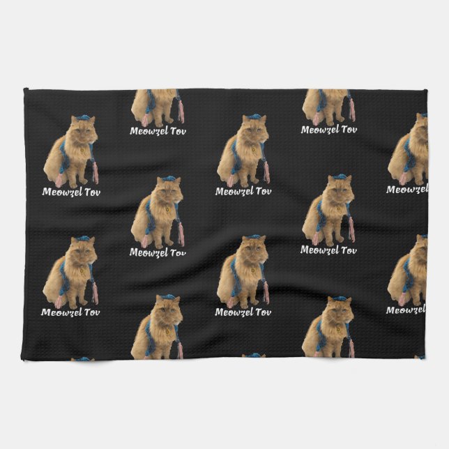 Meowzel Tov Mazel Tov Jewish Cat kökshandduk (Horisontell)