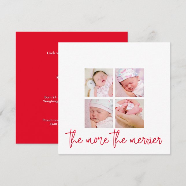 Mer än Merrier 4 Photo Helgdag Birth Nyfödd bebis (Fram/baksida)