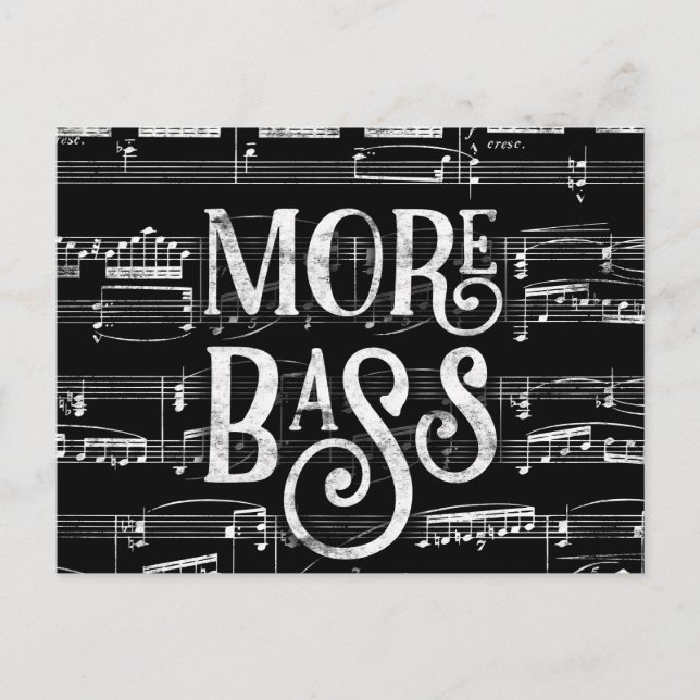 Mer Bas Chalkboard - Svart Vitt Musik Vykort (Framsida)