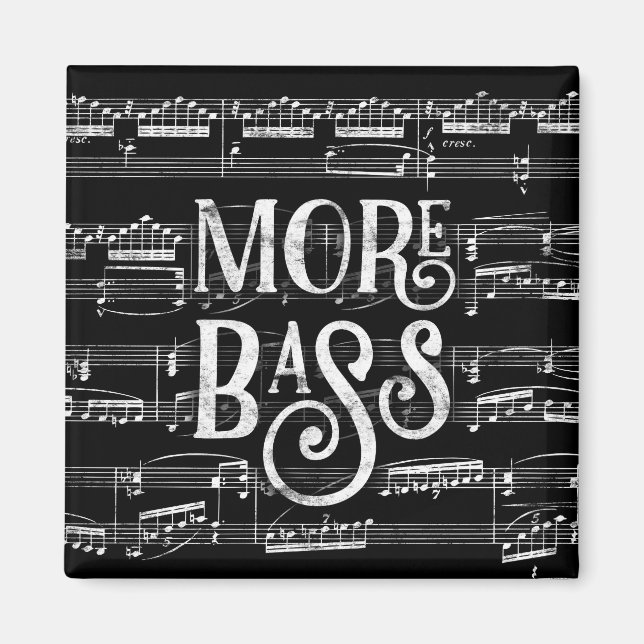 Mer Bass-kalkboard - svart, vit musik Magnet (Framsidan)