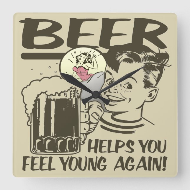 Mer berusad sitter jag här fyrkantig klocka (Framsida)