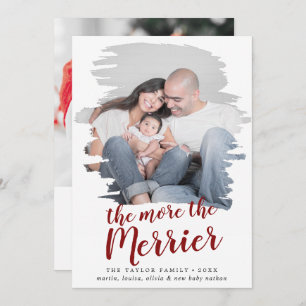 Mer blåstad röd i meddelandet om Merrier Birth Julkort