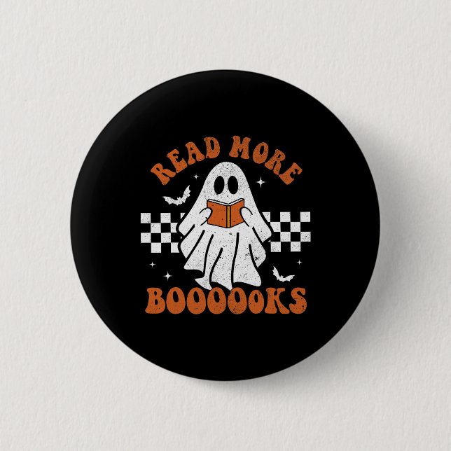 Mer Bokar Cute Ghost Reading Bok Lacher Hallmust Knapp (Framsida)