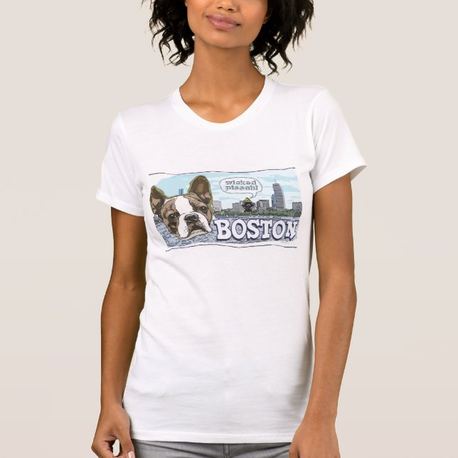 Mer Boston Terrier onda Pissah utrustar T Shirt (Framsida)