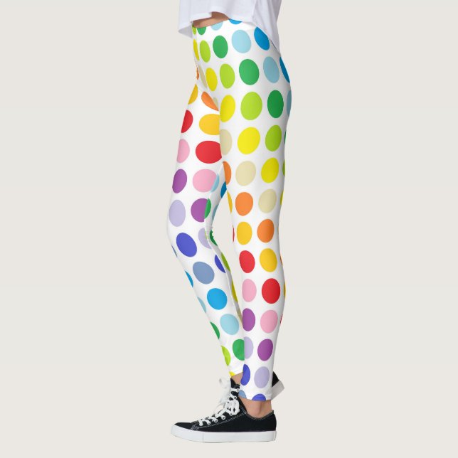Mer bred Spectrumregnbågepolka dots Leggings (Vänster)