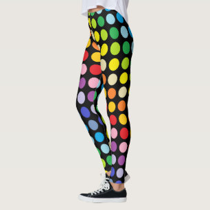Mer bred svart för Spectrumregnbågepolka dots Leggings