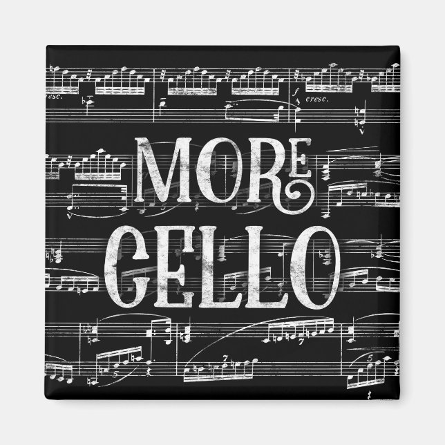 Mer Cello Chalkboard - Black White Music Magnet (Framsidan)