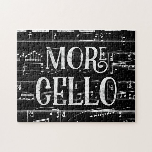 Mer Cello Chalkboard - Black White Music Pussel (Horisontell)