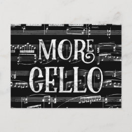 Mer Cello Chalkboard - Black White Music Vykort