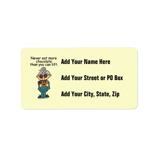 Mer choklad Humor Adressetikett (Framsidan)