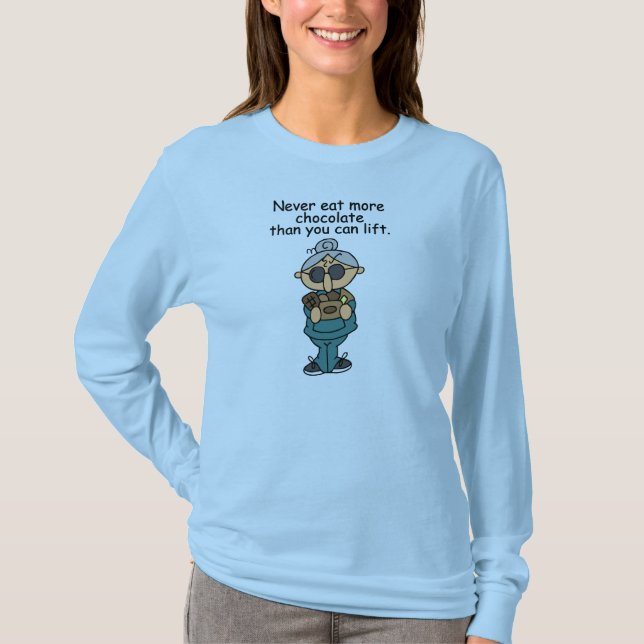 Mer choklad Humor Tee Shirt (Framsida)