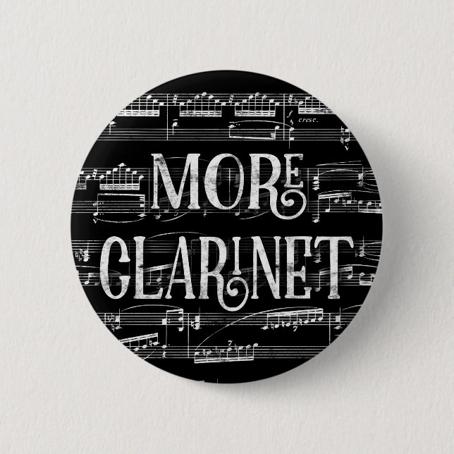 Mer Clarinet Chalkboard - Black White Music Knapp (Framsida)