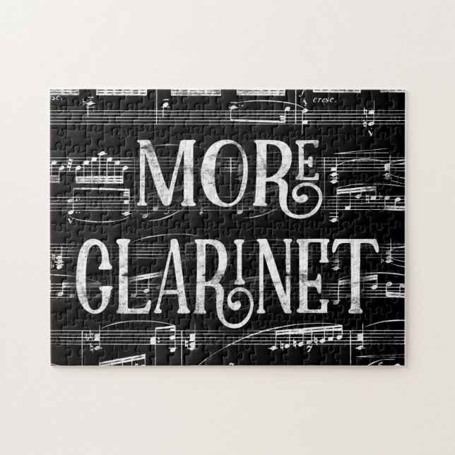 Mer Clarinet Chalkboard - Black White Music Pussel (Horisontell)