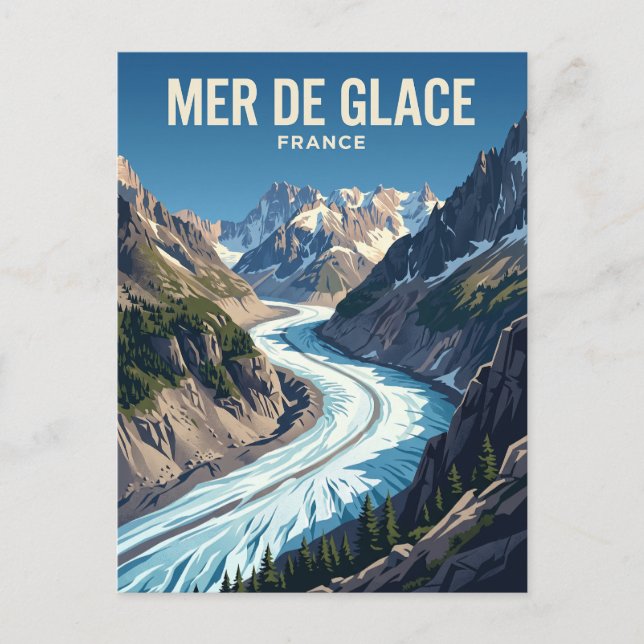Mer de Glace Frankrike Vykort (Framsida)