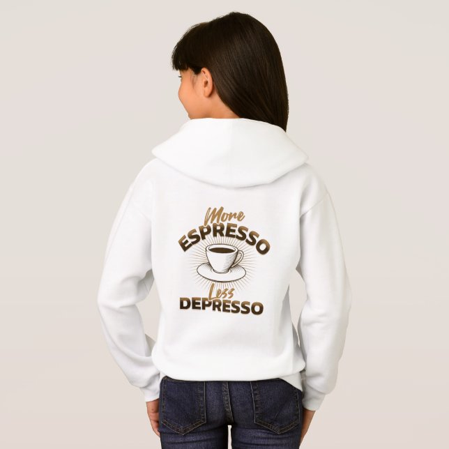 Mer Espresso Mindre Depresso – Kaffe Citat Design T Shirt (Hel baksida)