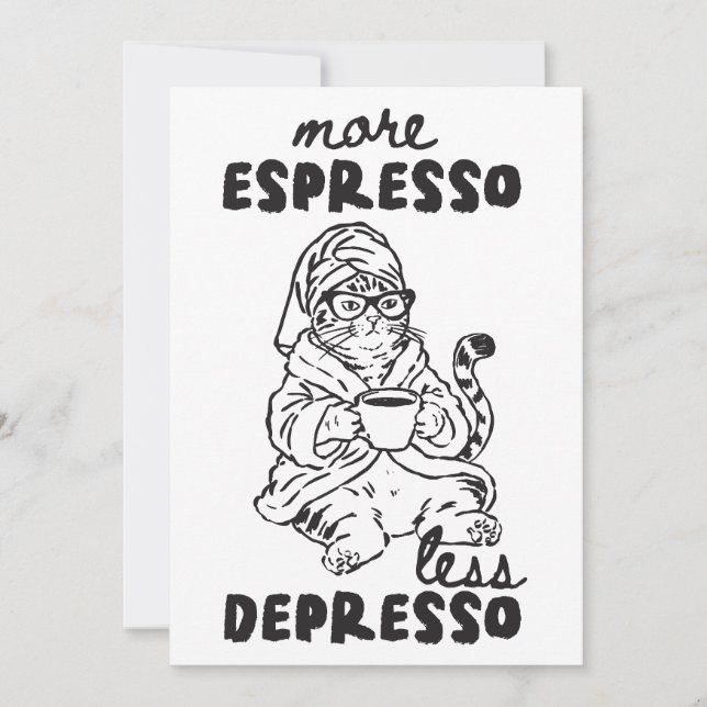 Mer Espresso Mindre Depresso Katt Julkort (Framsida)
