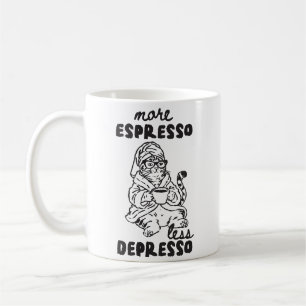 Mer Espresso Mindre Depresso Katt Kaffe Mugg