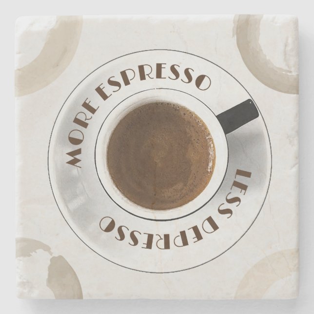 Mer Espresso Mindre Depresso Kitchen Stenunderlägg (Framsidan)