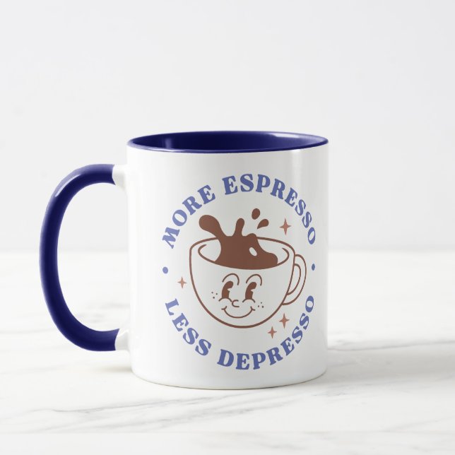 Mer Espresso Mindre Depresso Retro Kaffe Mugg (Vänster)