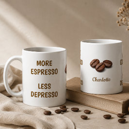 Mer Espresso Mindre Depresso Roligt Kaffenamn Kaffemugg