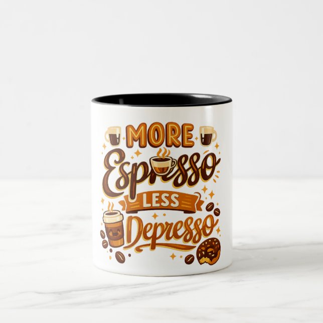 Mer Espresso Mindre Depresso Två-Tonad Mugg (Center)