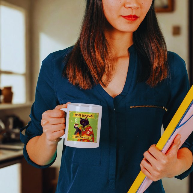 Mer espresso, mindre Depresso Två-Tonad Mugg (Skapare uppladdad)