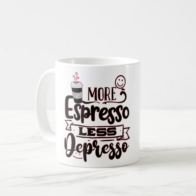 Mer Espresso minus Depresso - Espresso Kärlek Kaffemugg (Framsida vänster)