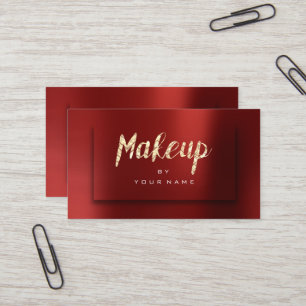 Mer foxier guld- Burgundy Typograph Makeupkonstnä Visitkort