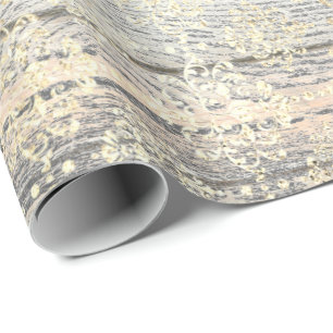 Mer foxier metalliskt damastast guld- Wood Presentpapper