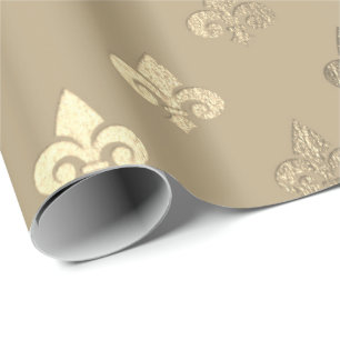 Mer foxier Sepia guld- metallisk Fleur-de-lis Presentpapper