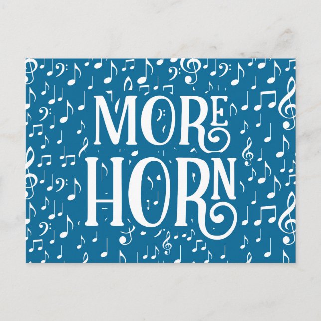 Mer Frenchhorn - Blue White Music Vykort (Framsida)