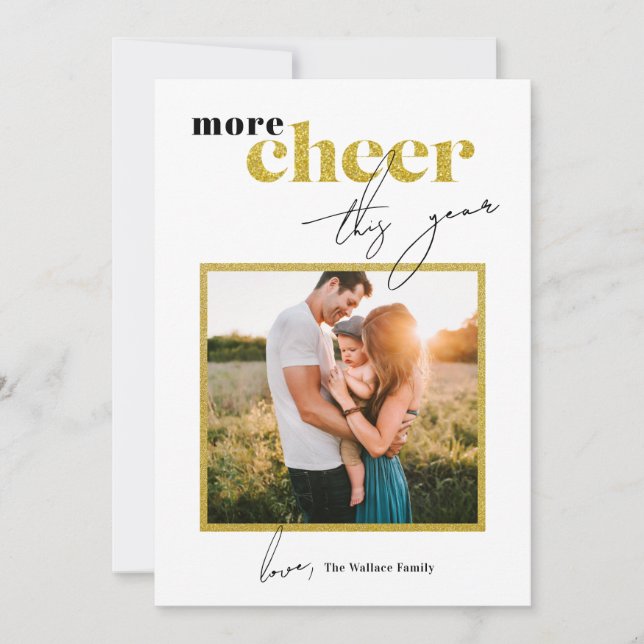 Mer glädje i år Glitter inramad bild Julkort (Framsida)