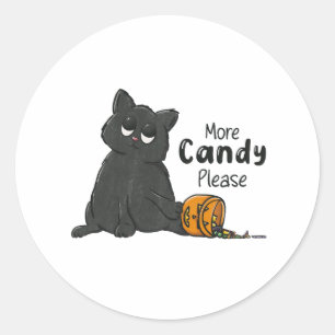 Mer godis, Halloween svart katt Runt Klistermärke