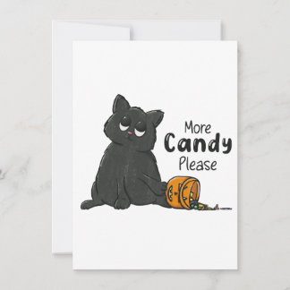 Mer godis, tack Halloween svart katt Inbjudningar