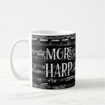 Mer Harp Chalkboard - Black White Music