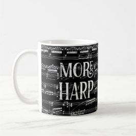 Mer Harp Chalkboard - Black White Music Kaffemugg