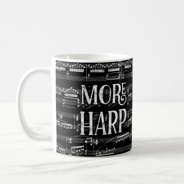 Mer Harp Chalkboard - Black White Music Kaffemugg (Vänster)