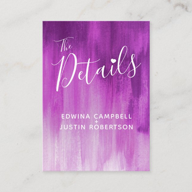 Mer information om bröllop om ett lila-konsthölje tilläggskort (Framsida)