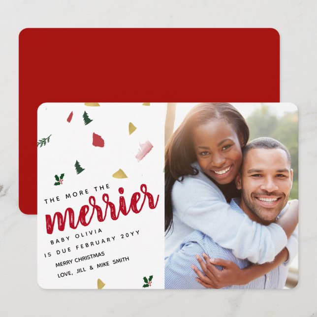 Mer information om Graviden för merrier-Helgdag Inbjudningar (Fram/baksida)