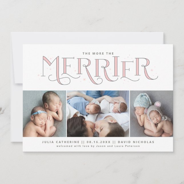 Mer information om Merrier Twin Girl Birth Meddelande (Framsida)