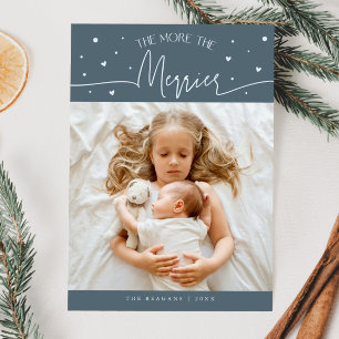 Mer Jul Jul Slate Blue Foto Födelse Meddelande