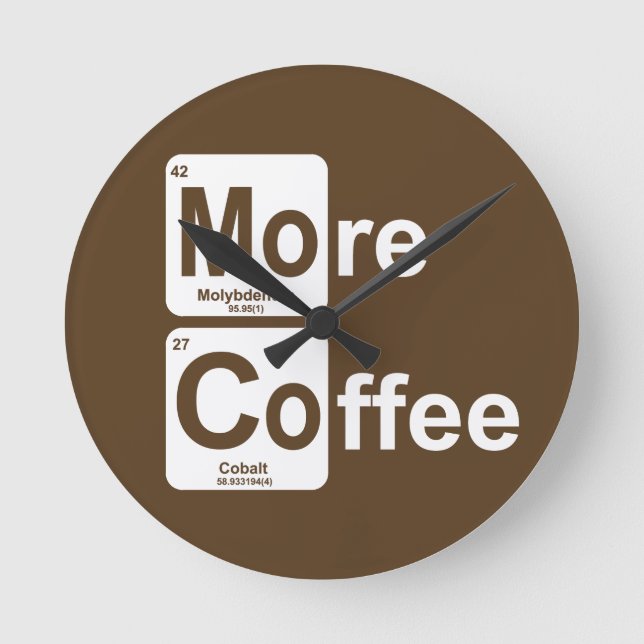 Mer kaffe Periodic Bord Rund Klocka (Framsida)