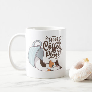 Mer kaffe tack Kattmugg Söt kaffefanatiker Kit Kaffemugg