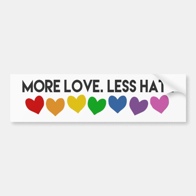 MER KÄRLEK LESS HATE RAINBOW HEARTS GAY PRIDE BILDEKAL (Framsidan)
