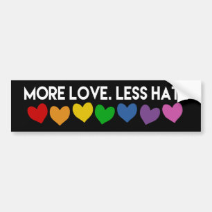 MER KÄRLEK MINDRE GAY PRIDE FÖR HATREGNBÅGEHJÄ BILDEKAL
