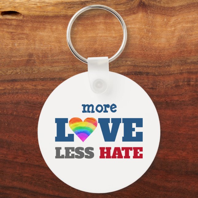Mer Kärlek Mindre Hate Graphic Rainbow Heart på vi Nyckelring (Framsida)