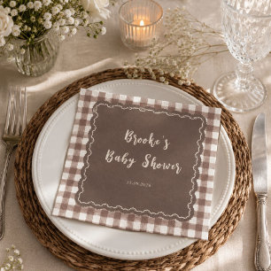 Mer kärlek S'more Brun Rutig Babyshower  Pappersservett